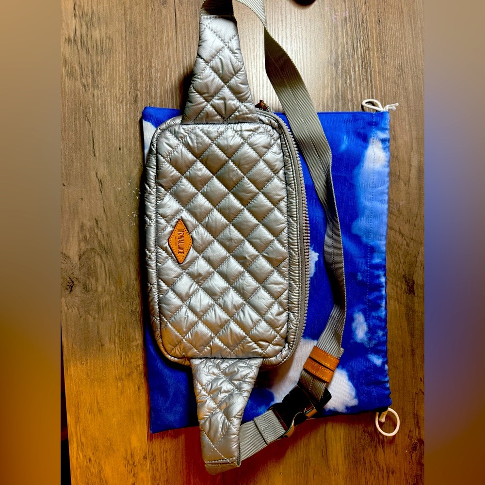 MZ Wallace Quilted Fanny/Sling Bag, Silver